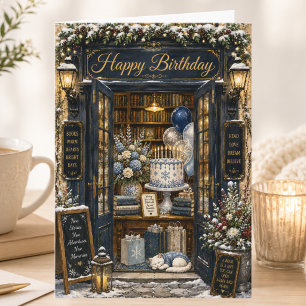Carte Anniversaire d'amateur de livres Hiver Boutique de