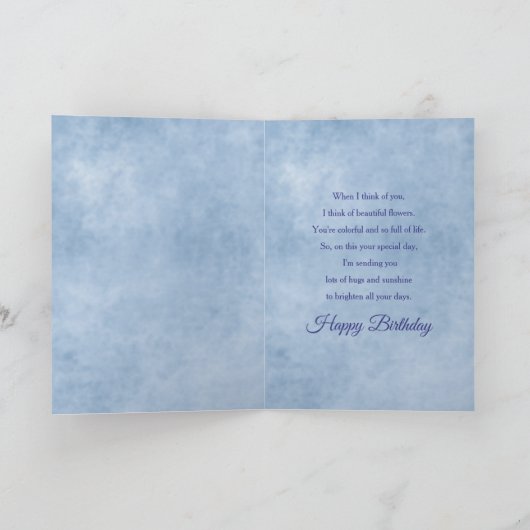 Carte Anniversaire, Dame spéciale, Hydrangée bleue en 3D (Intérieur)