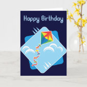 Carte Anniversaire d'amusement de cerf-volant (Fleur jaune)