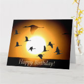 Carte Anniversaire d'animaux de faune d'oiseaux de grue (Fleur jaune)