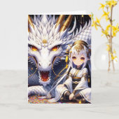 Carte Anniversaire d'Anime Warrior et de Dragon Girl (Fleur jaune)