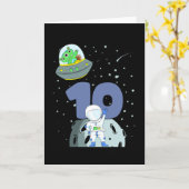 Carte ANNIVERSAIRE DANS L'ESPACE 10 Anniversaire Garçon  (Fleur jaune)