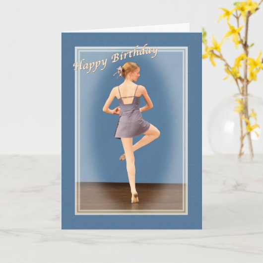 Carte Anniversaire, danseuse de ballet (Fleur jaune)