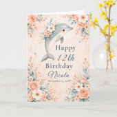 Carte Anniversaire Dauphin Floral (Fleur jaune)