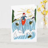 Carte anniversaire d'aventure de Kayaking (Fleur jaune)