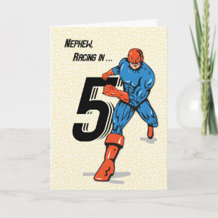 Carte Anniversaire de 5 ans de mon neveu Super-héros