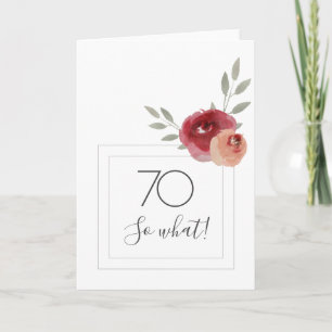 Carte Anniversaire de 70 ans drôle moderne floral aquare