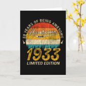 Carte anniversaire de 92 ans 1933 Magnifique 92e anniver (Fleur jaune)