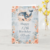 Carte Anniversaire de Baleine Florale (Fleur jaune)