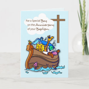 Carte Anniversaire de baptême garçon Arche de Noé
