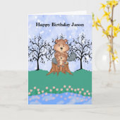 Carte Anniversaire de Beaver pour Son (Fleur jaune)