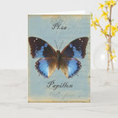 Carte Anniversaire de bleu de Papillon joyeux (Fleur jaune)