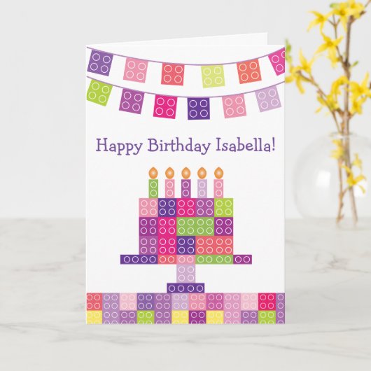 Carte Anniversaire de blocs de briques du bâtiment de la (Fleur jaune)