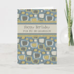 Carte Anniversaire de Blue Retro Grandson<br><div class="desc">Carte d'anniversaire pour petit-fils avec amusant bleu et bronzé rétro motif et verset réfléchi.</div>