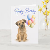 Carte Anniversaire de Border Terrier (Fleur jaune)
