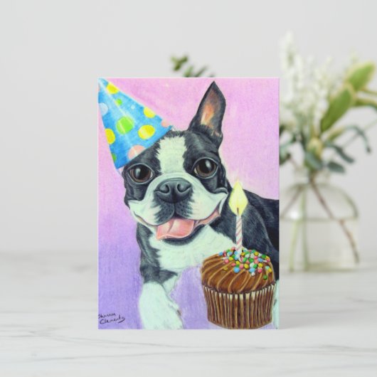 Carte Anniversaire de Boston (Debout devant)