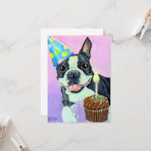 Carte Anniversaire de Boston (Devant/Arrière en situation)