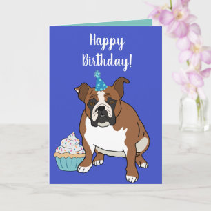 Carte Anniversaire de Bouledogue Anglais personnalisable