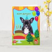 Carte Anniversaire de bouledogue français (Fleur jaune)