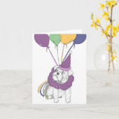 Carte Anniversaire de Bulldog avec ballons (Fleur jaune)