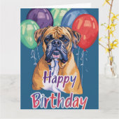 Carte Anniversaire de Bullmastiff (Fleur jaune)
