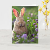 Carte Anniversaire de Bunny mignon (Fleur jaune)