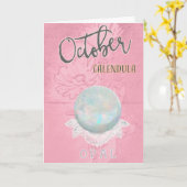 Carte Anniversaire de Calendula et d'opale d'octobre (Fleur jaune)