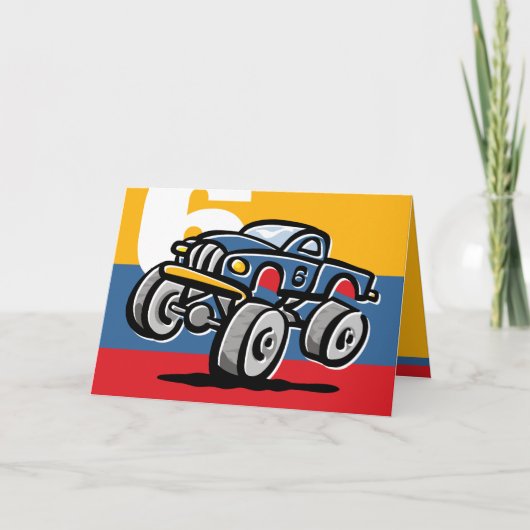 Carte Anniversaire de camion de monstre 6ème (Devant)