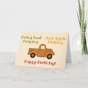 Carte Anniversaire de camion peint à la main à la pomme 