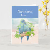 Carte Anniversaire de celui que j'aime les perroquets bl (Fleur jaune)