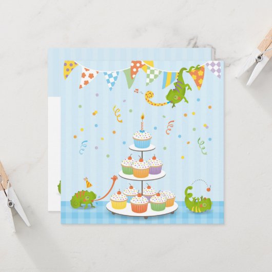 Carte Anniversaire de Chameleon (Devant/Arrière en situation)