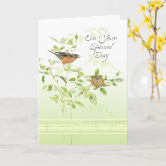 Carte Anniversaire de chanson de Robin (Fleur jaune)