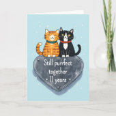 Carte anniversaire de chat 11 ans de mariage (Devant)