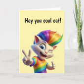Carte Anniversaire de chat arc-en-ciel cool (Devant)