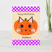 Carte Anniversaire de Chat Citrouille orange violet (Devant)