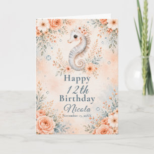 Carte Anniversaire de Cheval Marin Floral