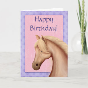 Carte Anniversaire de cheval pourpre et rose de poney de