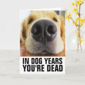 CARTE ANNIVERSAIRE DE CHIEN AMUSANT, DANS LES ANNÉES DE  (Fleur jaune)