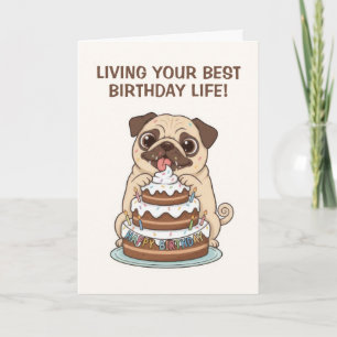 Carte Anniversaire de chien drôle Pug chiot