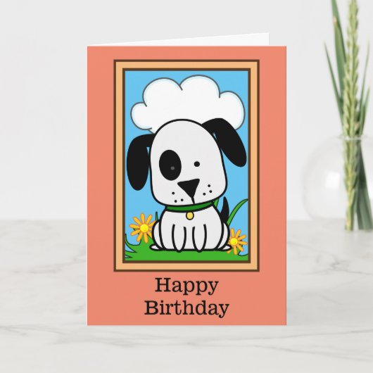 Carte Anniversaire de chien noir et blanc (Devant)
