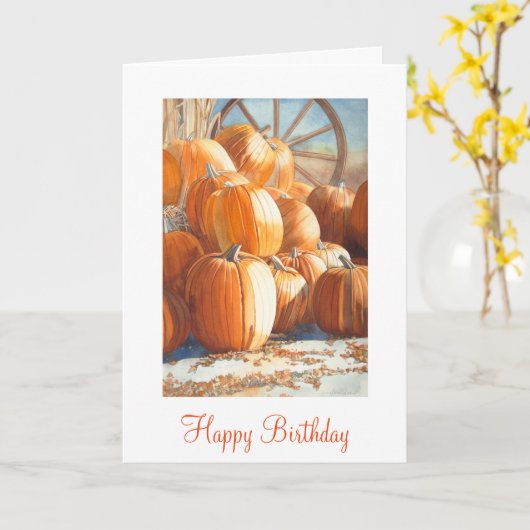 Carte Anniversaire de citrouille (Fleur jaune)