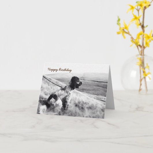 Carte Anniversaire de Cocker Spaniel (Fleur jaune)