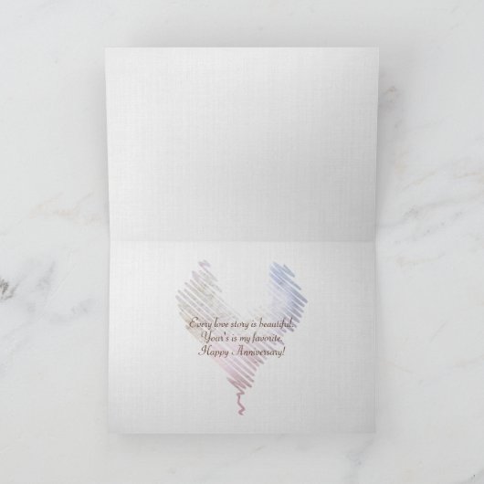 Carte Anniversaire de coeurs de plage d'océan (Intérieur)