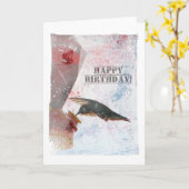 Carte Anniversaire de colibri (Fleur jaune)