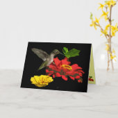 Carte Anniversaire de colibri et de Zinnias (Fleur jaune)