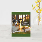 Carte Anniversaire de Collie Dog (Fleur jaune)