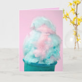 Carte Anniversaire de cône de sucrerie de coton (Fleur jaune)