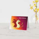 Carte Anniversaire de coq drôle (Fleur jaune)