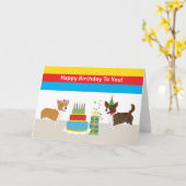 Carte Anniversaire de Corgi (Fleur jaune)