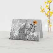 Carte Anniversaire de coutume de Halloween hanté par cru (Fleur jaune)